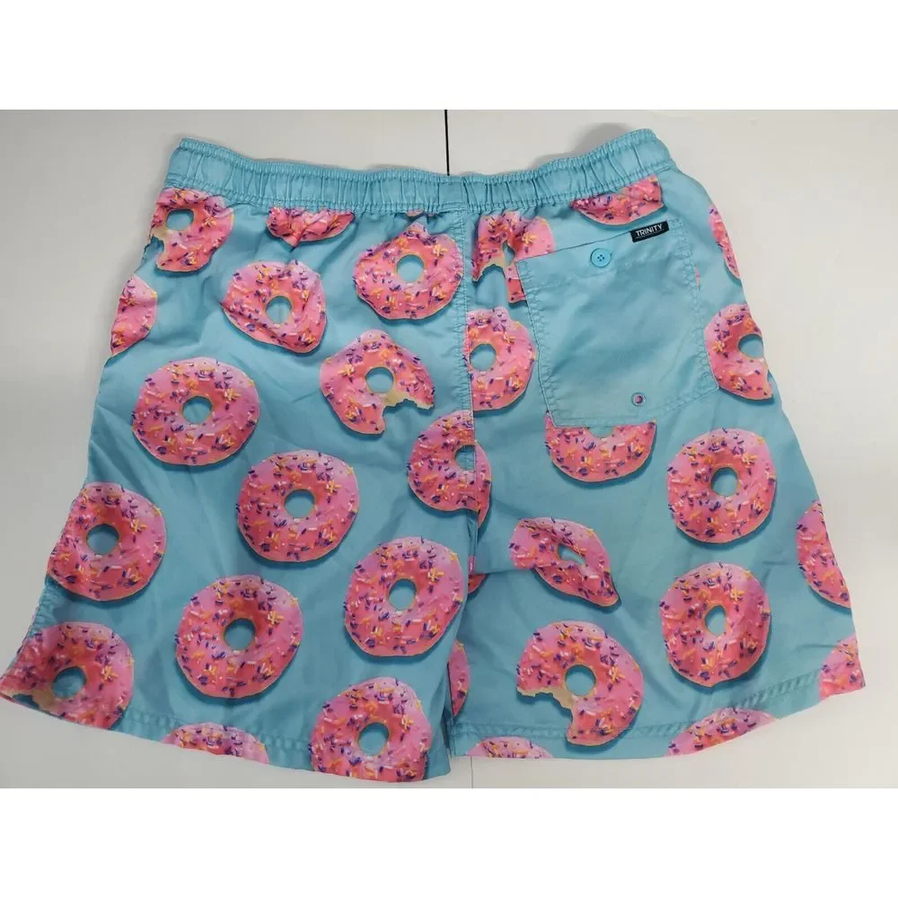 Trinity Collective‎ Mens Bathing Suit X-Large Lt Blue Donuts With Sprinkles